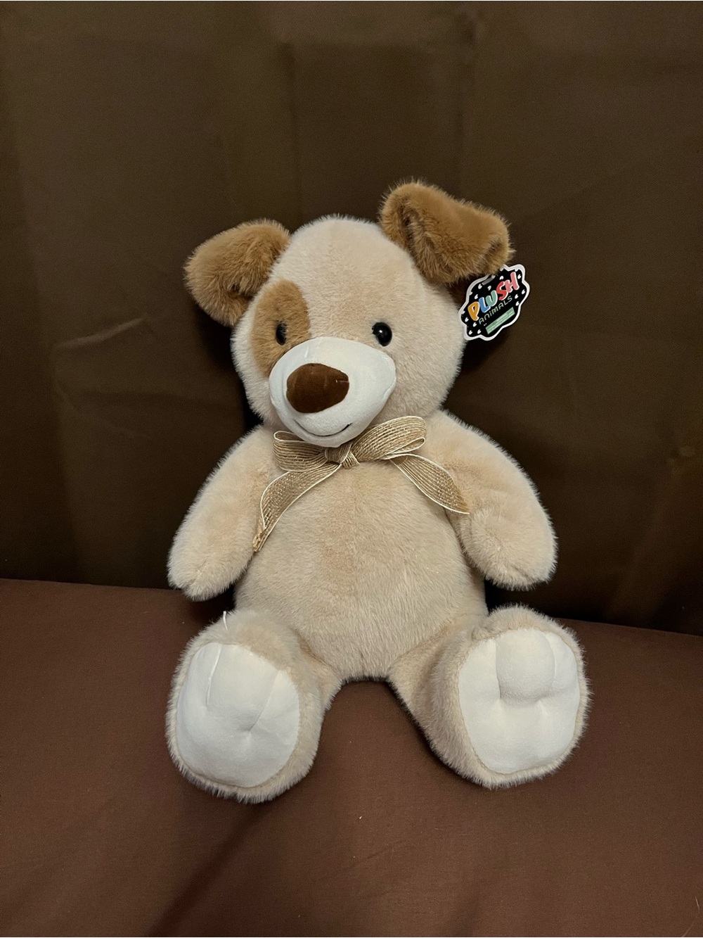 Hobby Lobby Beige & Cream Plush Teddy Bear with Bow